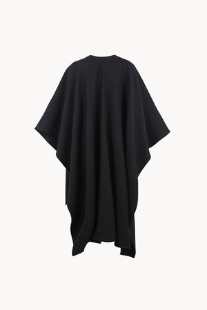 Poncho, black melange wool coat