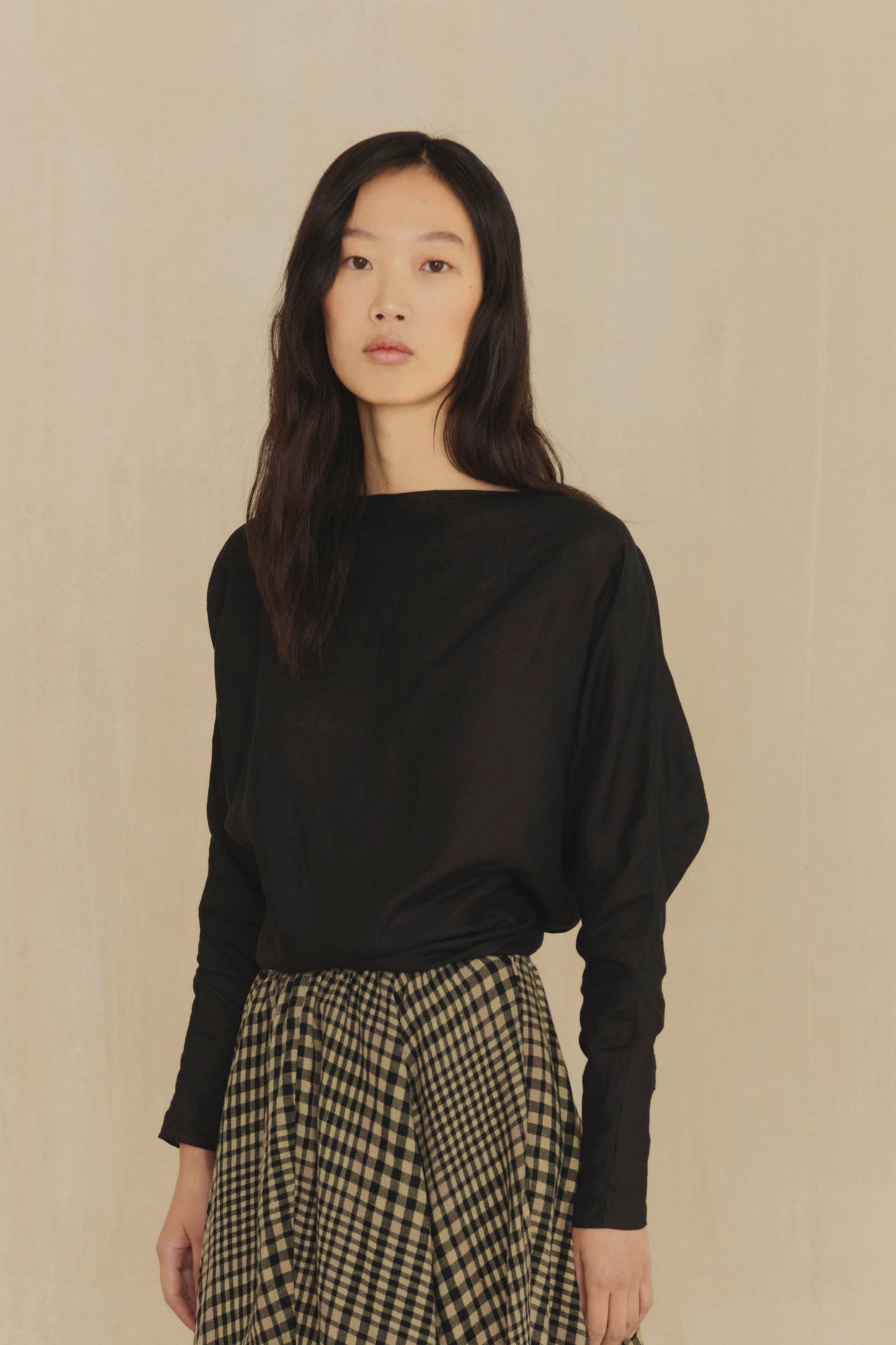 Poona, black ramie top