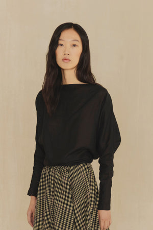Poona, black ramie top