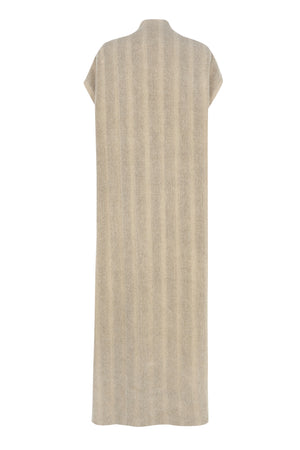 Postal, long vest in striped virgin wool