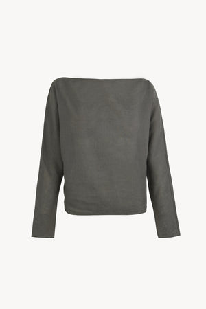 Pune, dark grey cotton and linen top