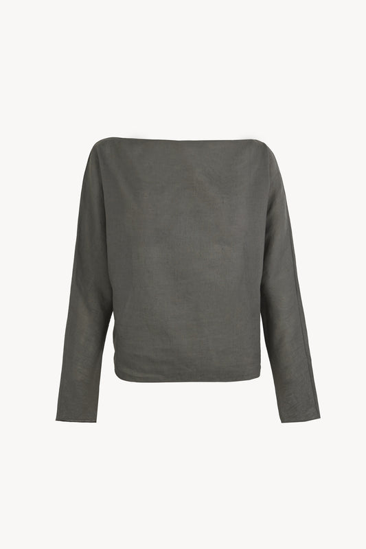 Pune, top de algodon y lino gris oscuro