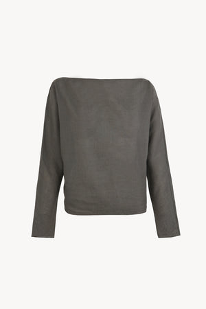 Pune, dark grey cotton and linen top