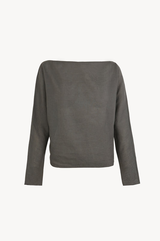 Pune, top de algodon y lino gris oscuro