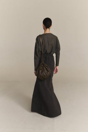 Pune, dark grey cotton and linen top