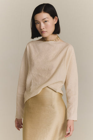 Pune, light beige cotton and linen top
