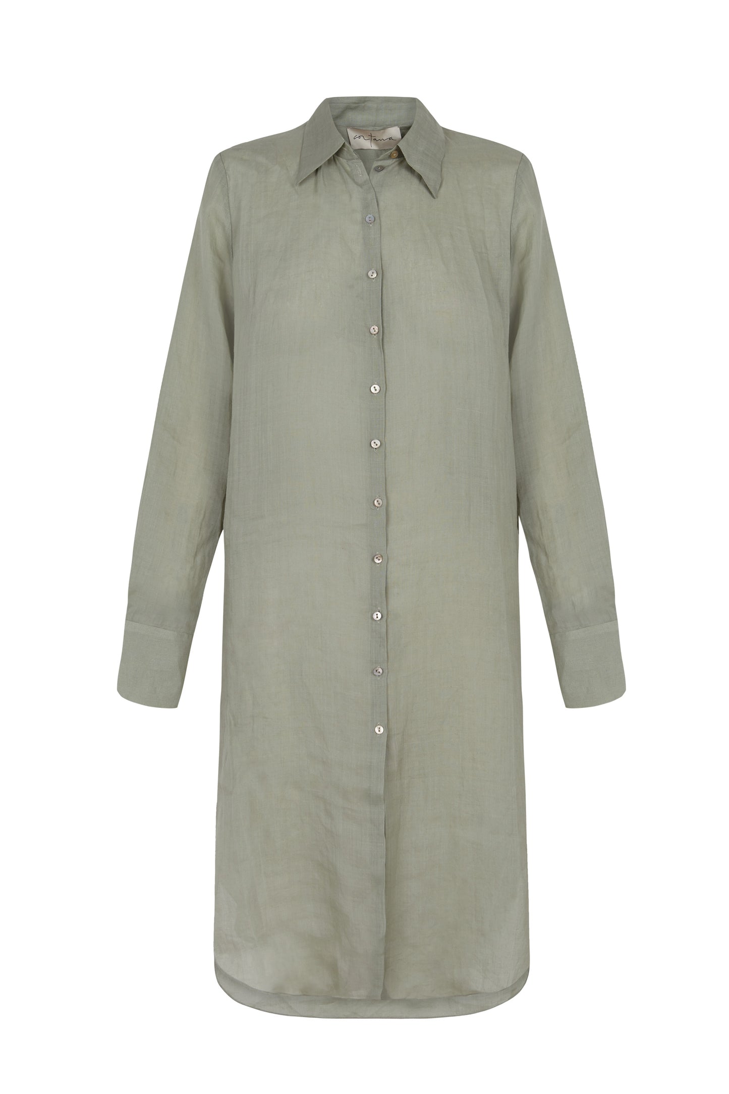 Rami, long shirt in light blue ramie