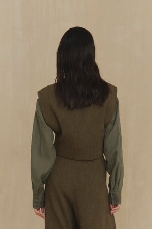 Camino, green melange virgin wool top