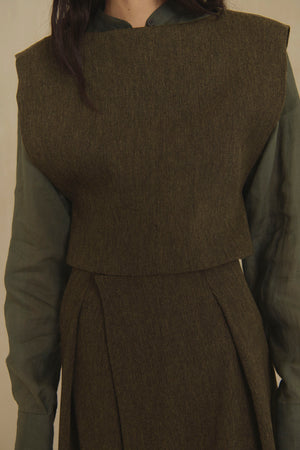 Camino, green melange virgin wool top