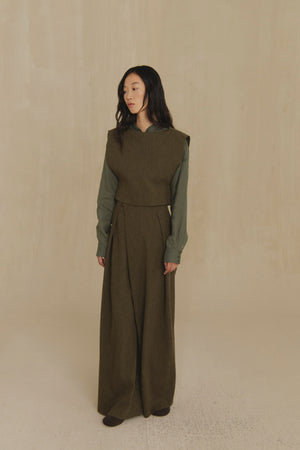 Camino, green melange virgin wool top
