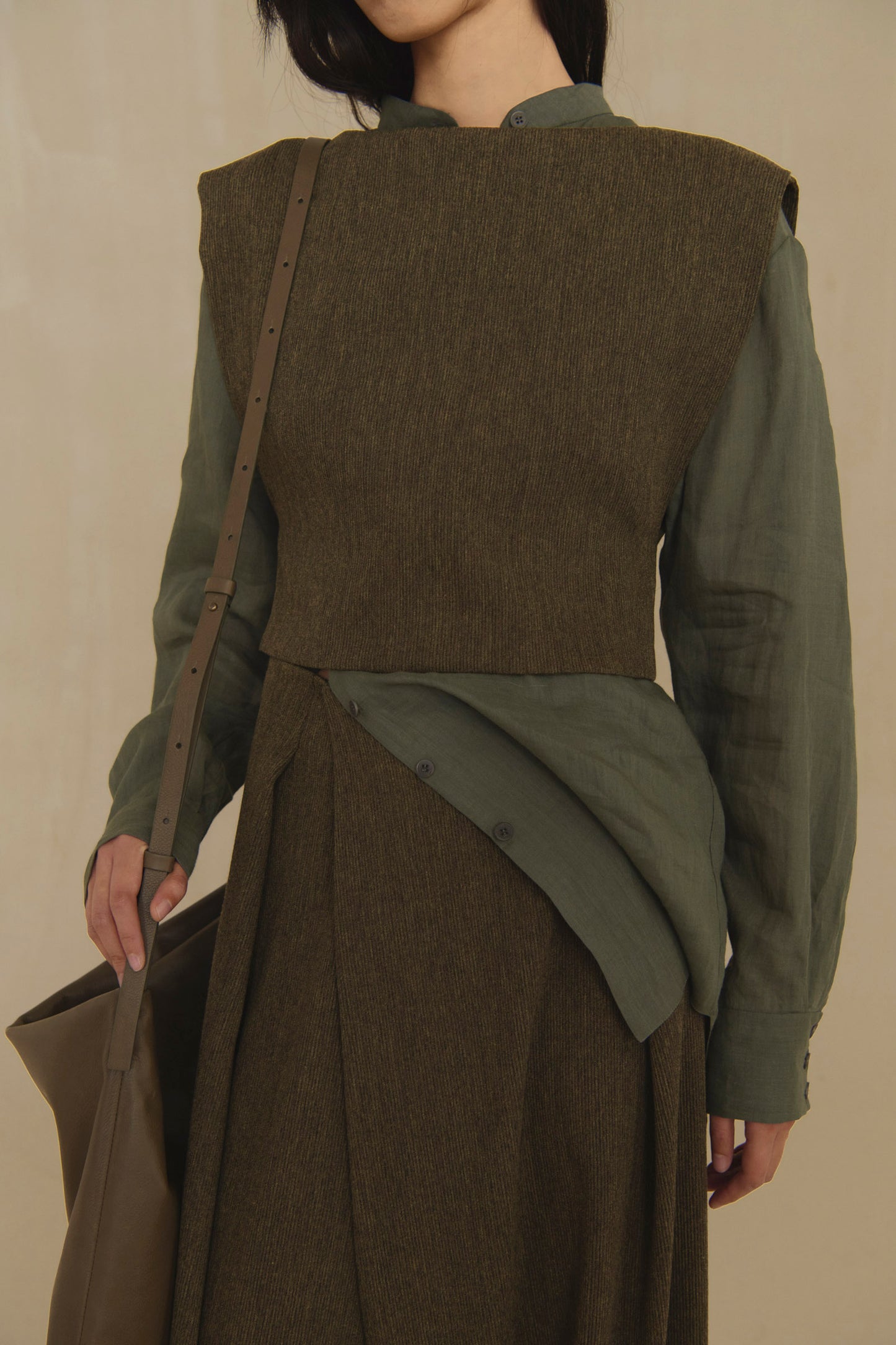 Camino, green melange virgin wool top