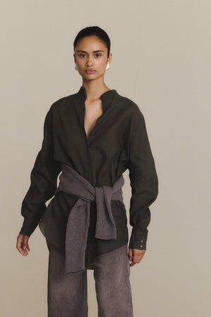 Sylva, cardigan de punto gris malva