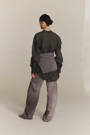 Raoul, camisa de algodon y lino gris oscuro