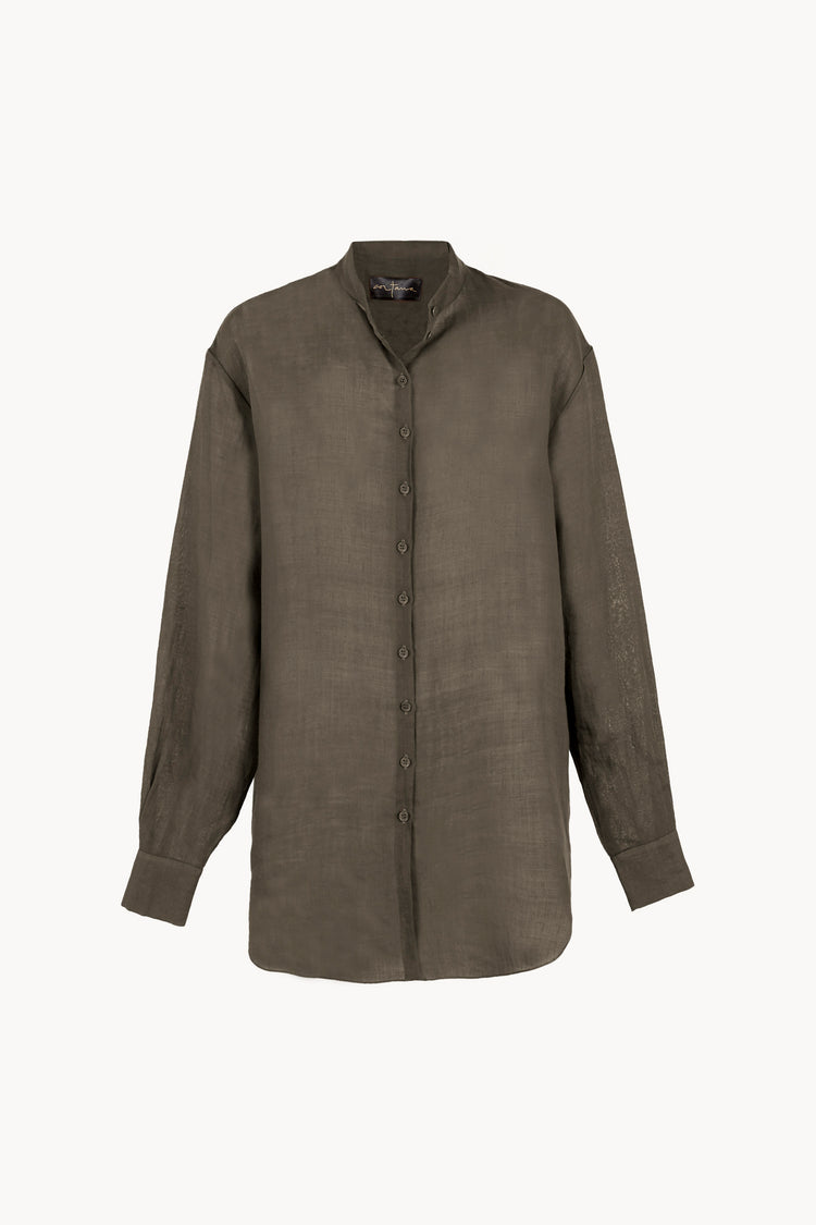 Raoul, grey-green ramie shirt
