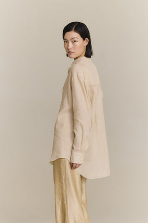 Raoul, light beige cotton and linen shirt