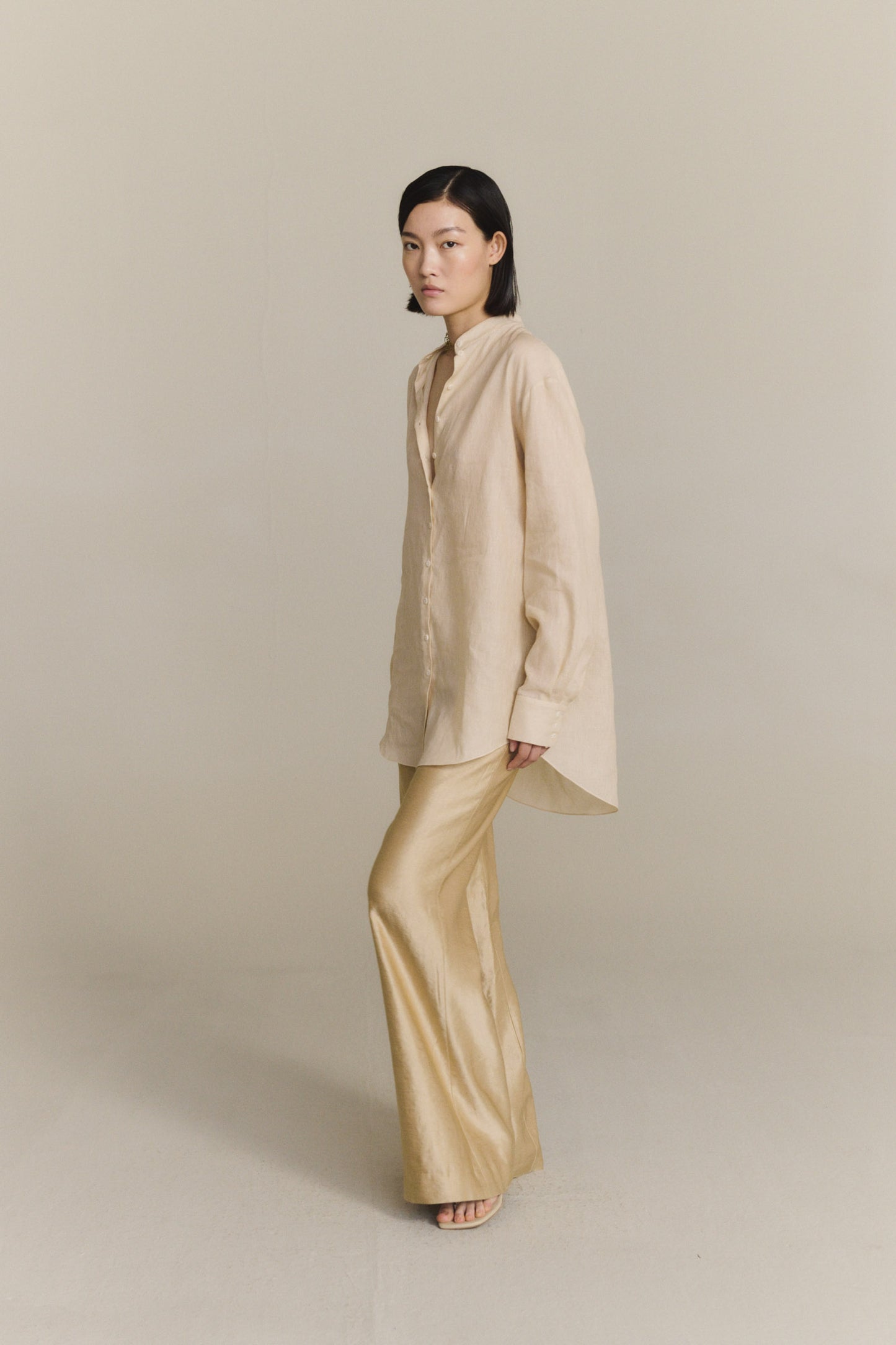 Raoul, light beige cotton and linen shirt