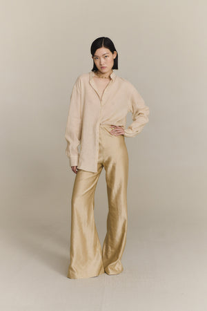 Inga, pantalon talle alto beige dorado