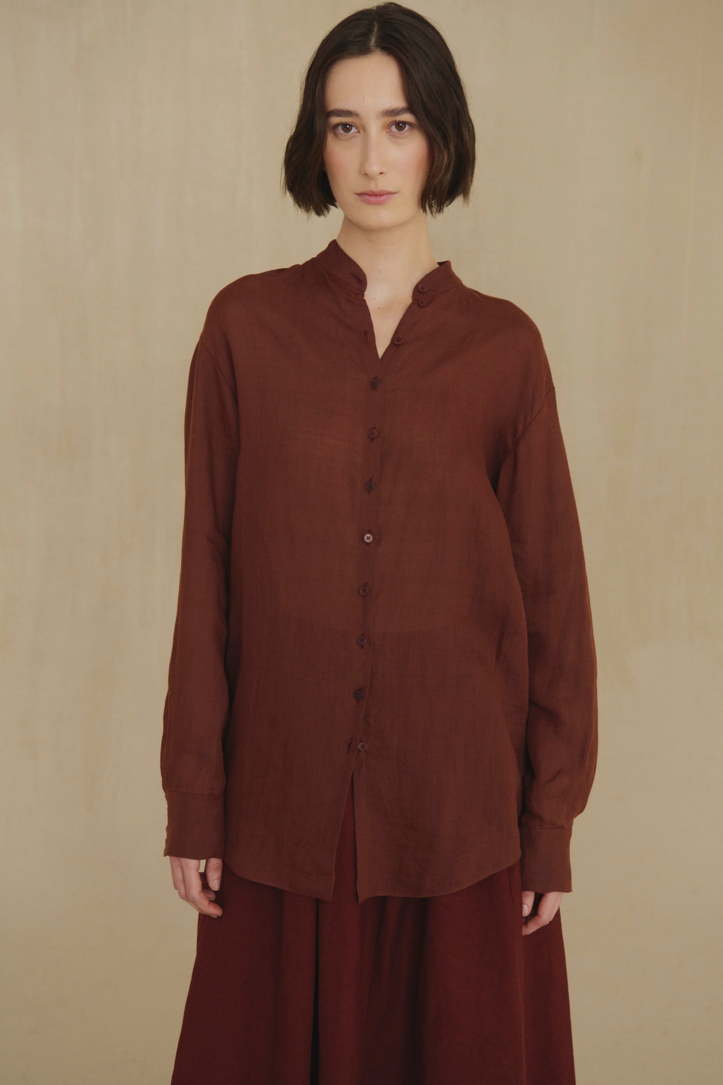 Raoul, toasted red ramie shirt