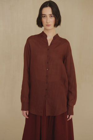Raoul, toasted red ramie shirt