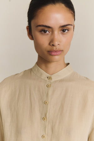 Raoul, sage cotton and linen shirt