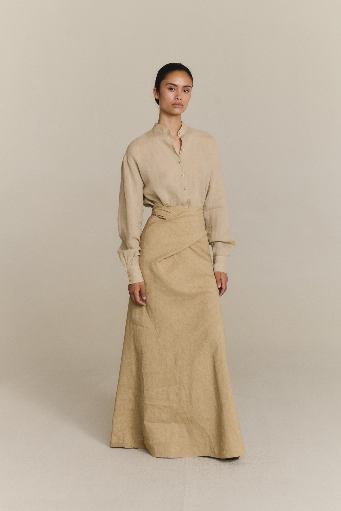 Raoul, sage cotton and linen shirt