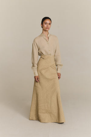 Raoul, sage cotton and linen shirt