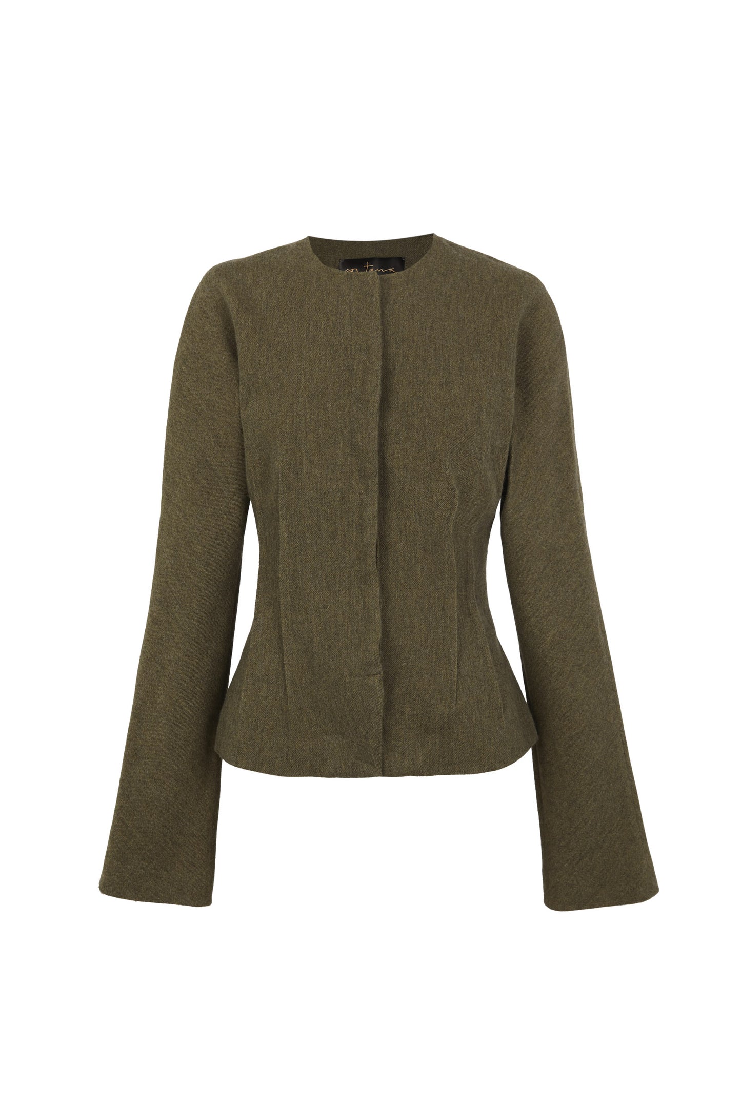 Rider, fitted green melange jacket