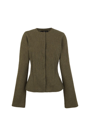 Rider, fitted green melange jacket