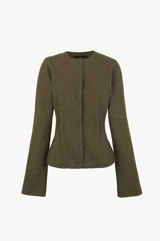 Rider, fitted green melange jacket