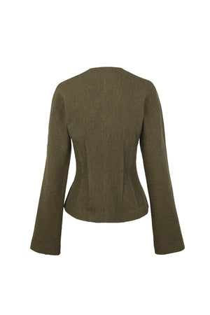 Rider, fitted green melange jacket