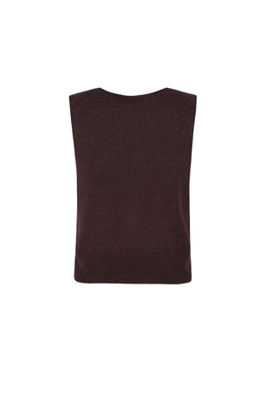 Rinen, maroon linen knit vest