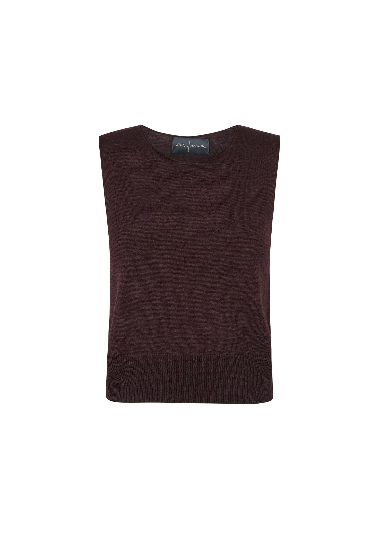 Rinen, maroon linen knit vest