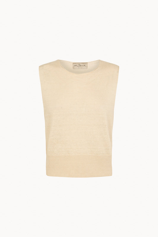 Rinen, chaleco de punto de lino marfil