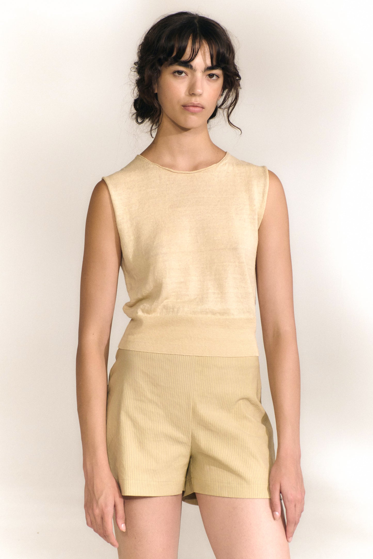 Ryo, shorts de rayas beige maltinto