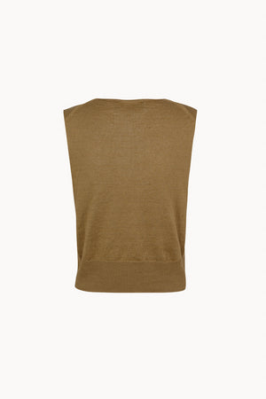 Rinen, chaleco de punto de lino verde oliva