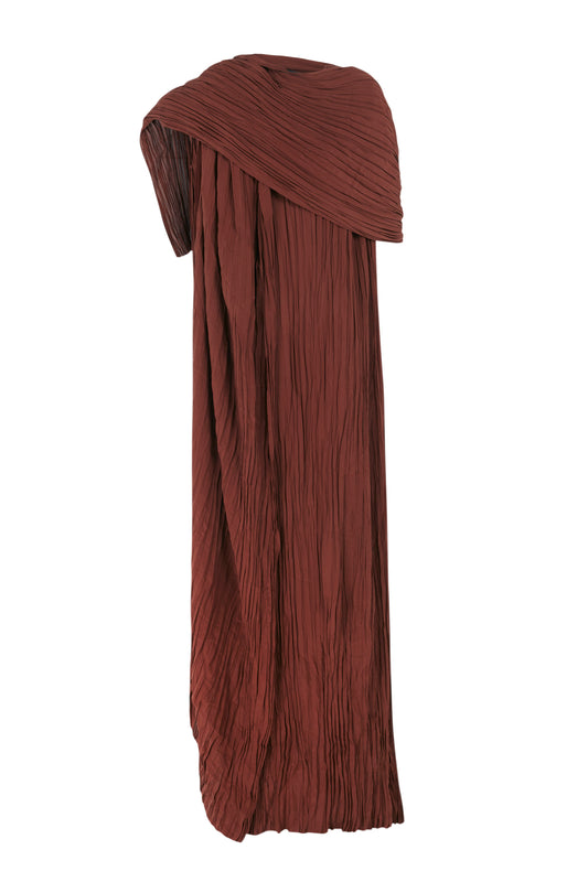 Rita, long mahogany silk dress