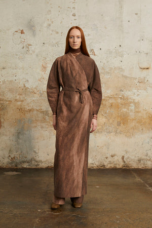 Rocco, linen and virgin wool dress fade clay