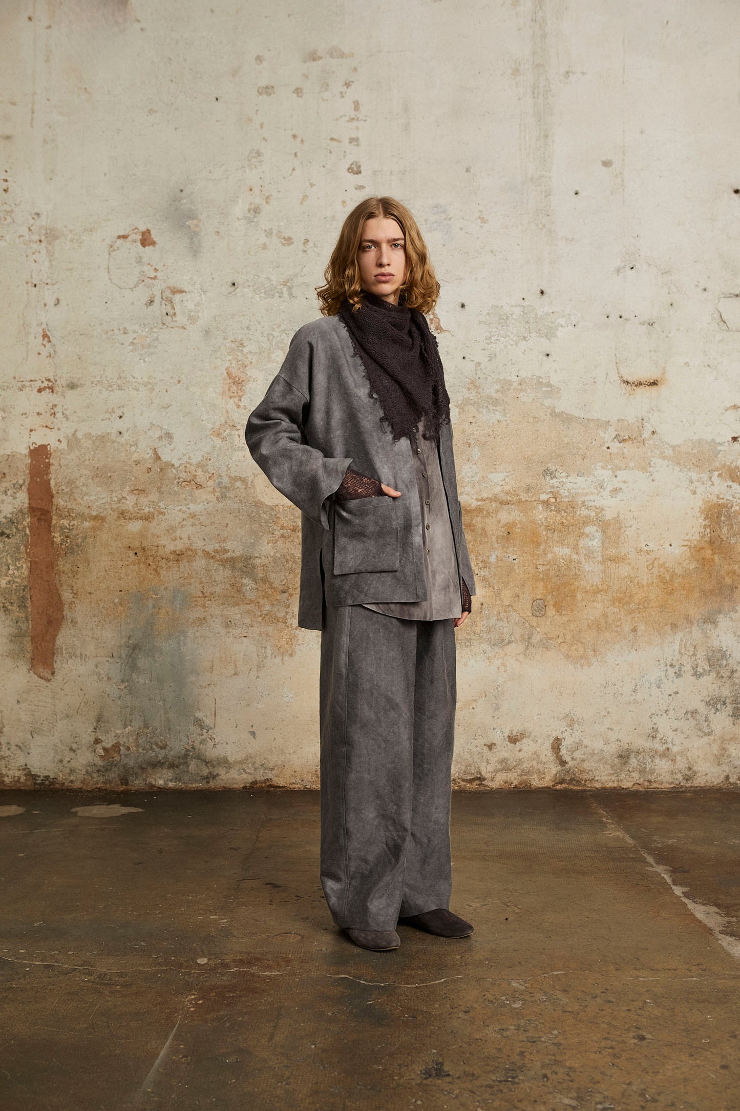 Rocco, maltinto lilac linen and virgin wool pants