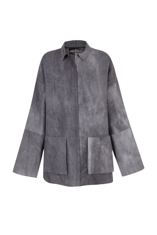 Rocco, lilac maltinto overshirt in linen and wool