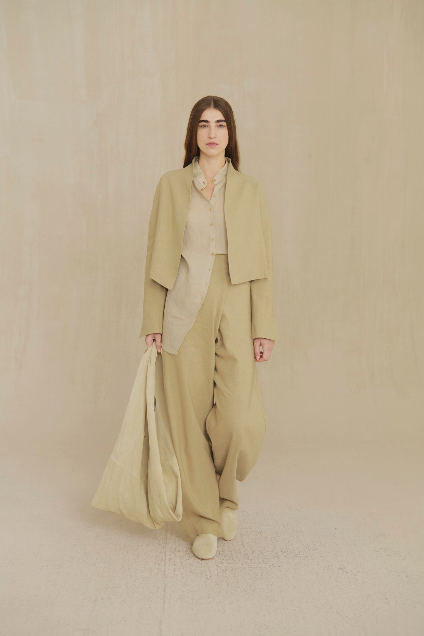 Rodeo, dark beige wool and linen short jacket
