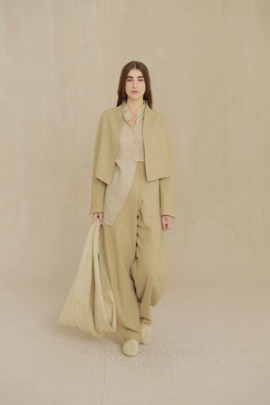 Rodeo, dark beige wool and linen short jacket