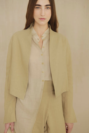 Rodeo, dark beige wool and linen short jacket