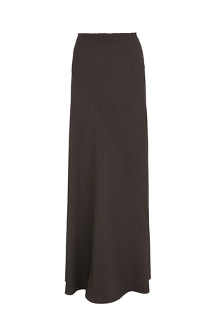 Rodeo, falda de lino y lana chocolate