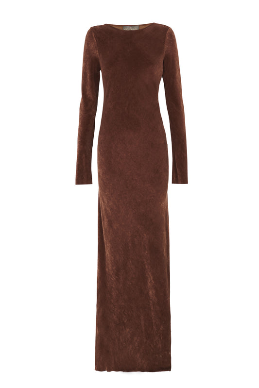 Roisin, long dress in blush velvet