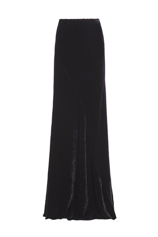 Roisin, long skirt in black velvet