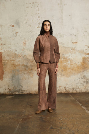 Ruth, pantalon de talle alto fade clay