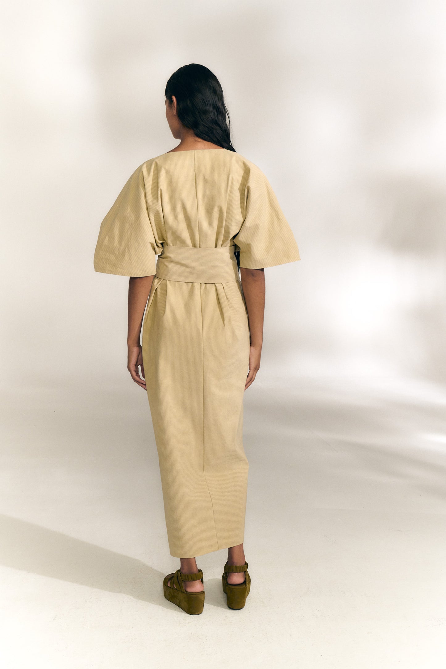 Ryo, vestido de rayas beige maltinto