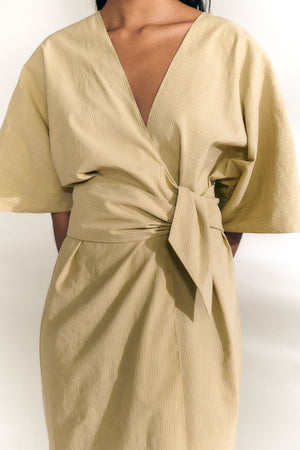 Ryo, vestido de rayas beige maltinto