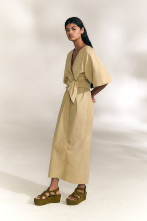 Ryo, vestido de rayas beige maltinto