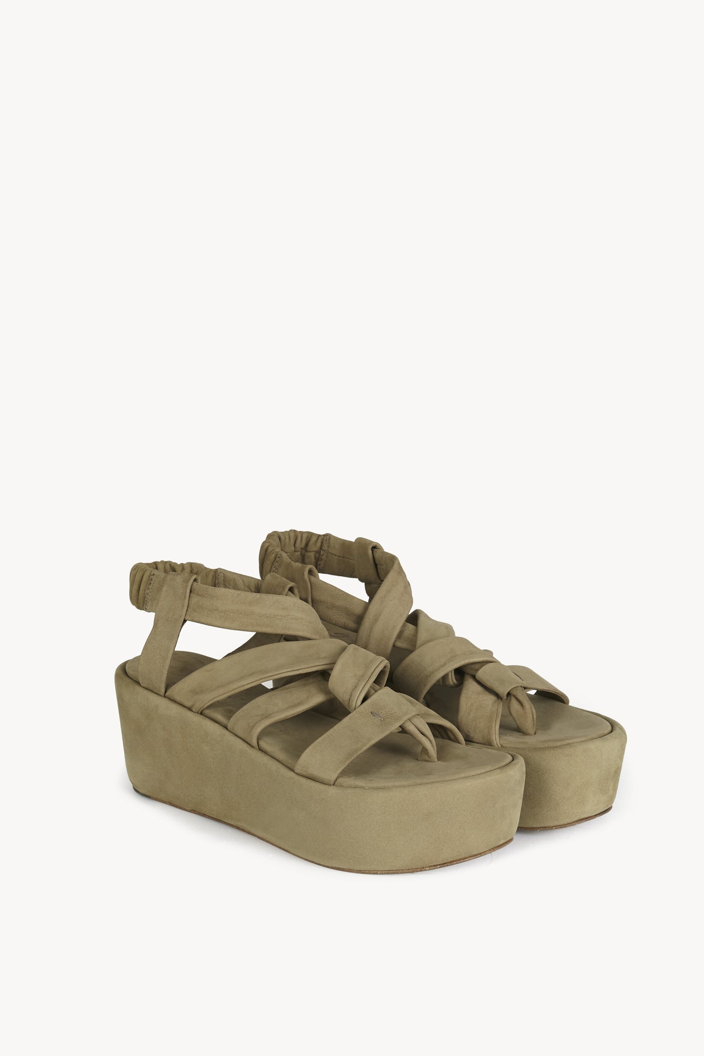 Ryo, moss green platform sandal